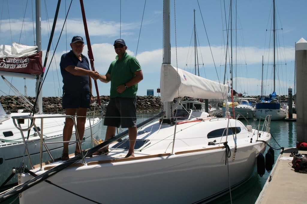 Harold Menelaus receiving new Seaquest RP36 from Campbell Holmes - Seaquest Yachts © Seaquest Yachts .